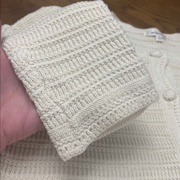 La Lavon Nora Fringe Cream Button-Up Sweater BNWT - Picture 6 of 11